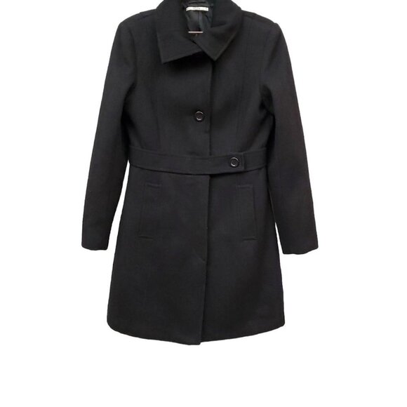 Xanaka Wool Blend Black Single Breasted French Brand Coat - Picture 1 of 6